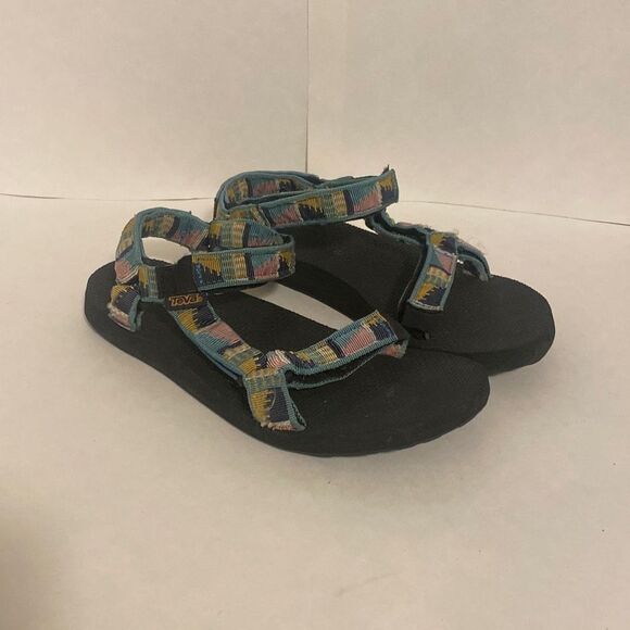 Teva Sandals Womens 10 Teal Multi color Original Universal Comfort Strappy Flats - Picture 1 of 6